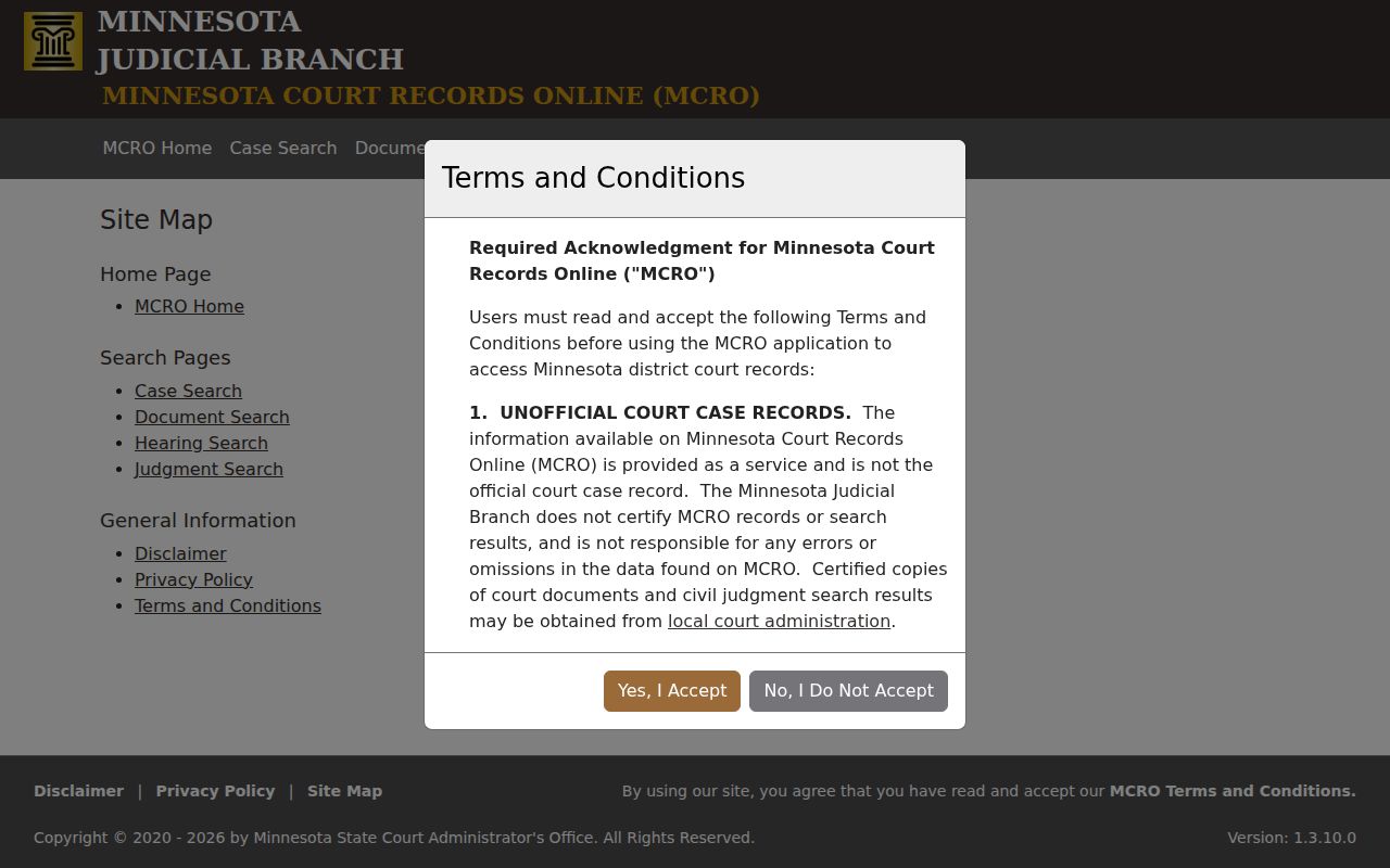 Lake of the Woods County docket search MCRO terms and access scope