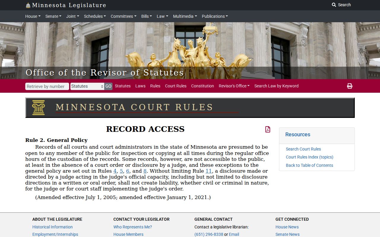 Lake of the Woods civil dockets Minnesota Rule 2 public access policy