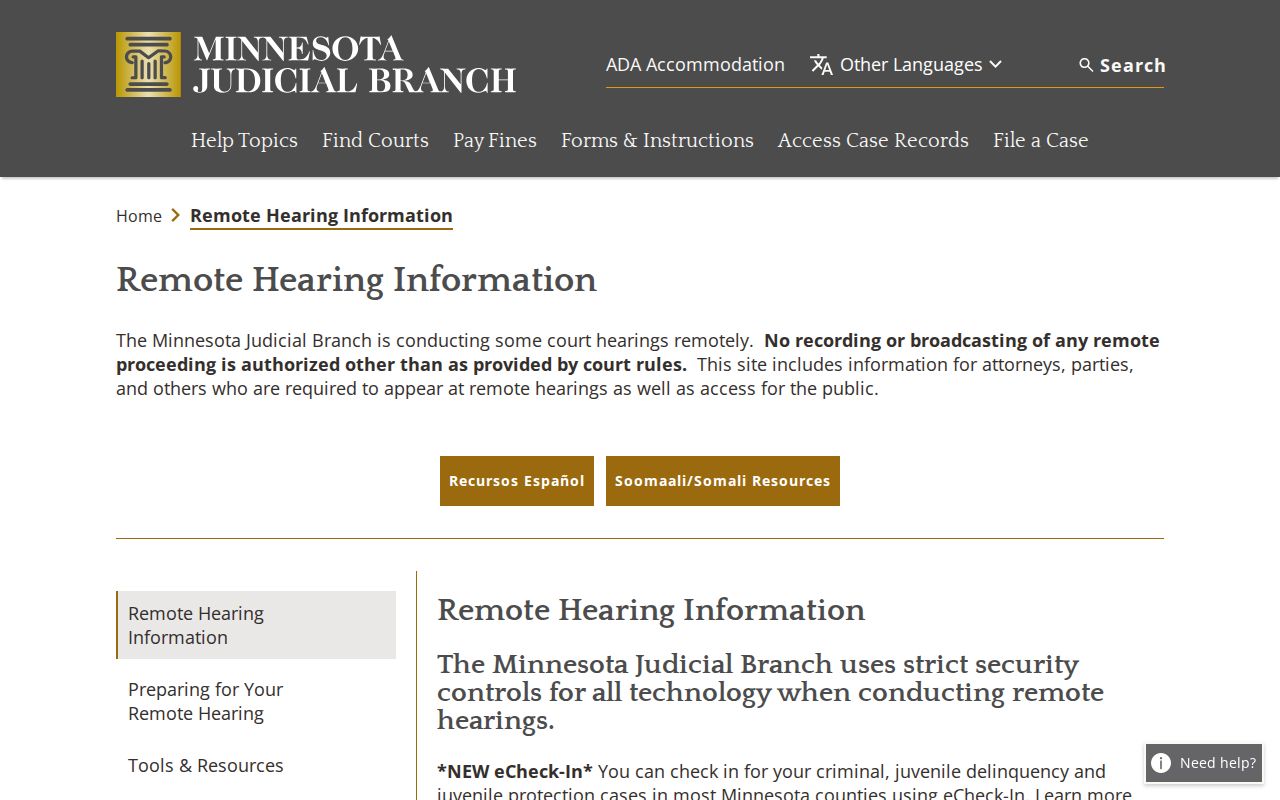 Lake of the Woods County court schedule remote hearing information