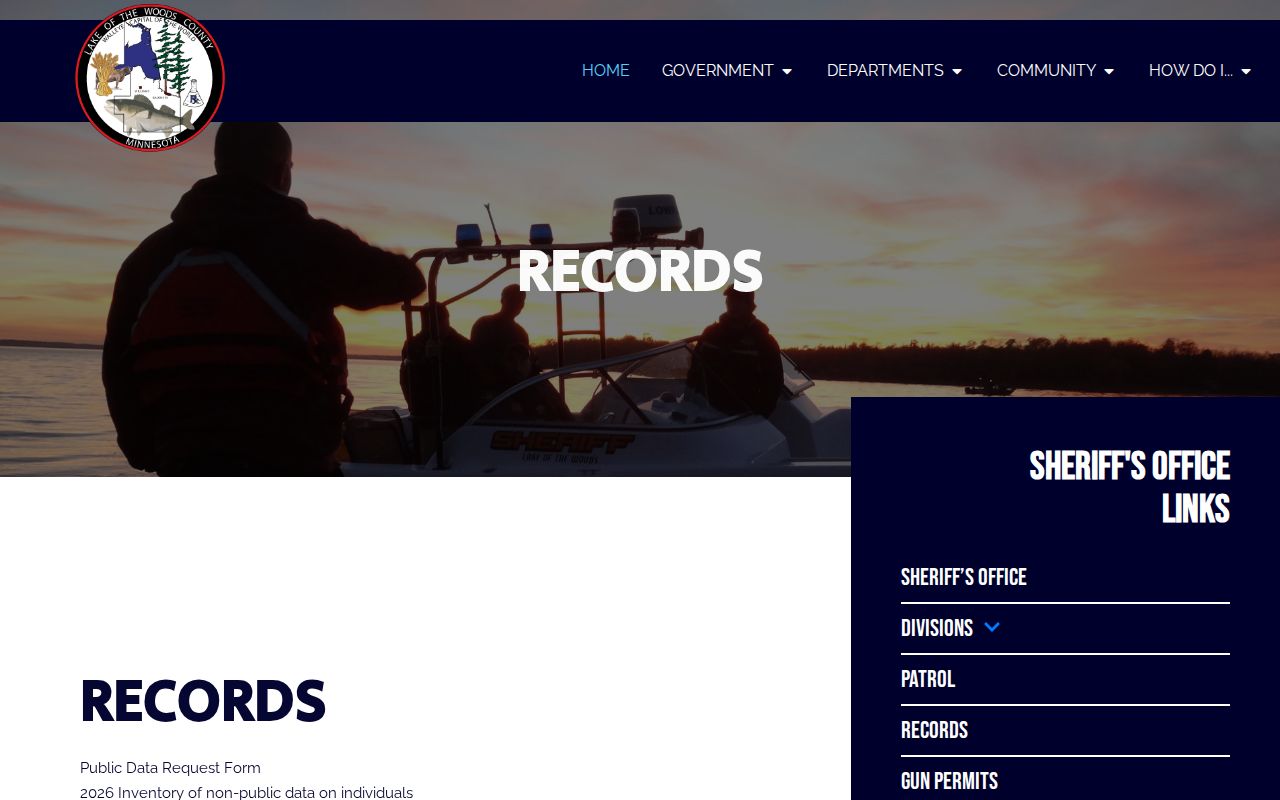 Lake of the Woods County court records and Sheriff Records Division distinction