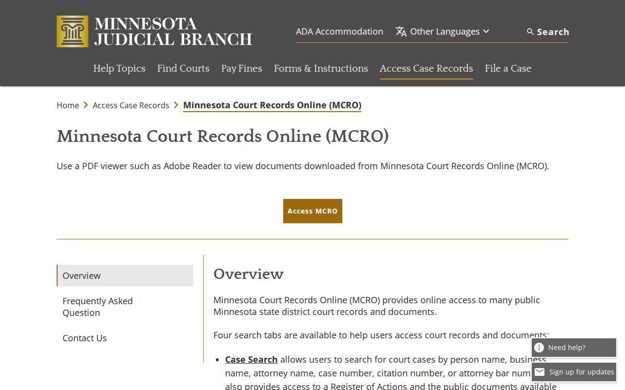 Lake of the Woods criminal dockets MCRO public access information