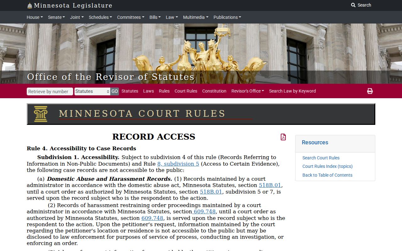 Lake of the Woods criminal dockets Minnesota Rule 4 public access source