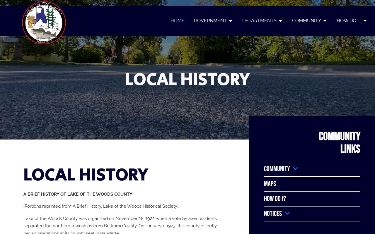 Lake of the Woods County court docket local history and court access source