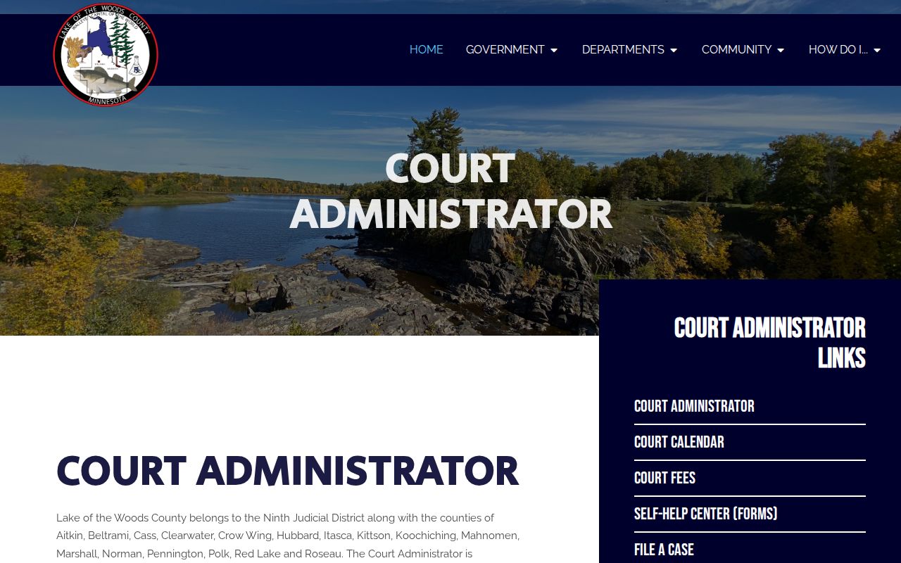Lake of the Woods County traffic court records and Court Administration instructions