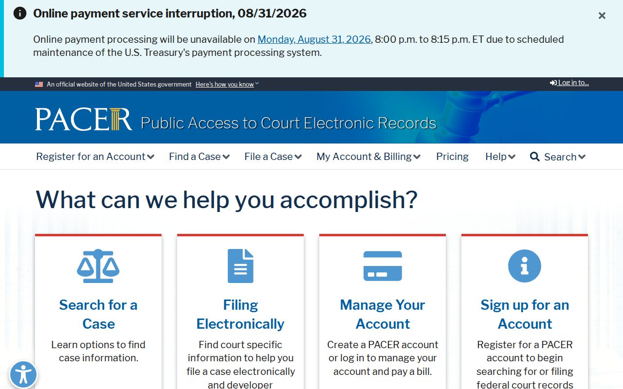 Roosevelt court records federal PACER access distinction